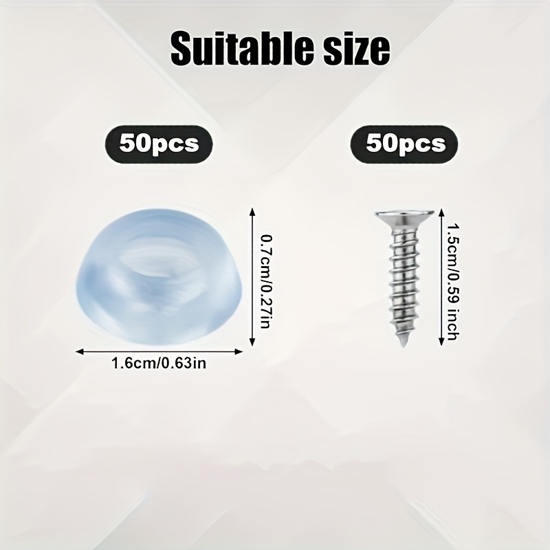 Image of 50 Sets Of Non-slip Bumpers For Cutting Boards, Featuring Rubber Feet And Stainless Steel Screws, Designed As Round Pads For Kitchen Furniture And Appliances