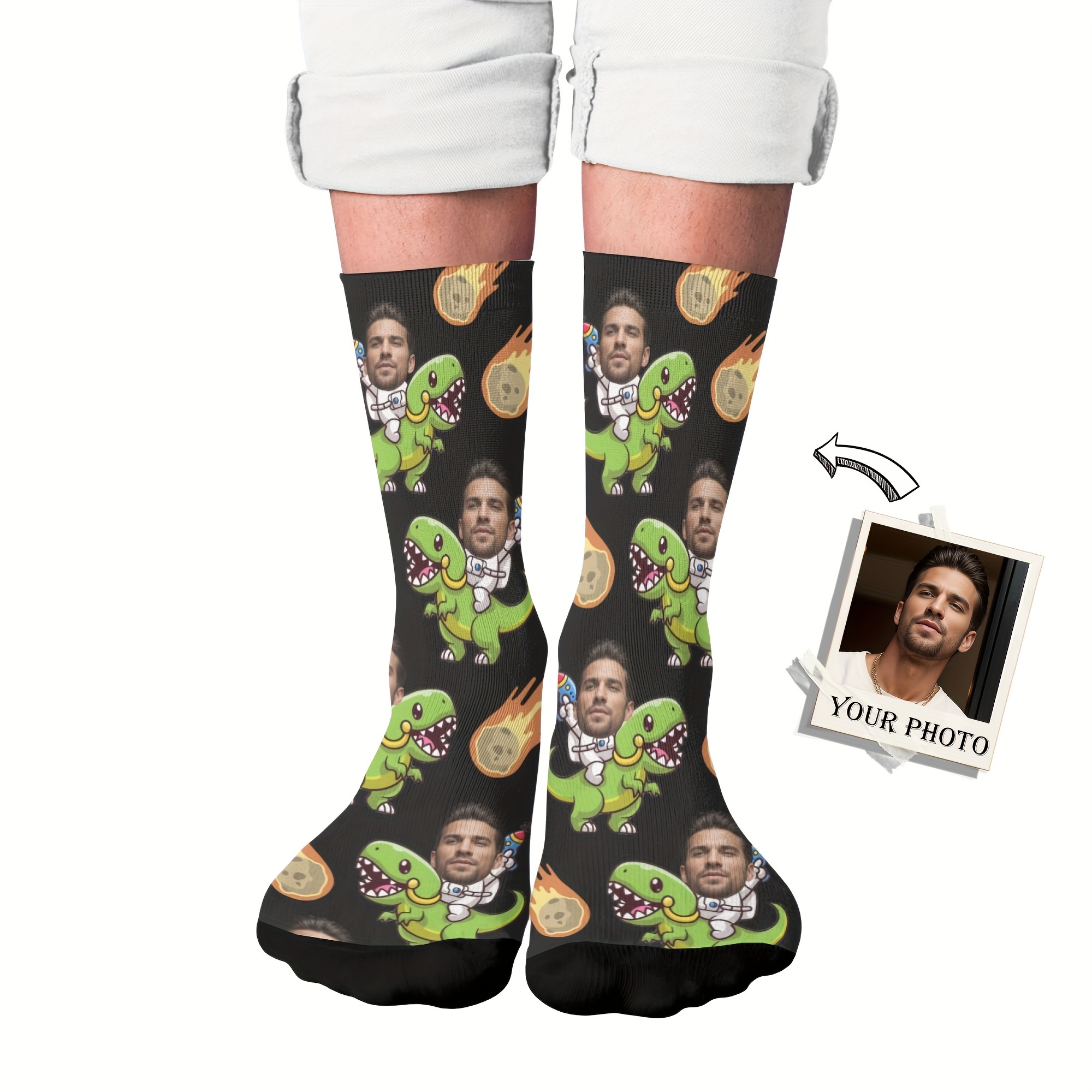Diy Customized Face Socks, Personalized Photo Socks With Custom Prints, Customized Face Socks For Holidays, Customized Photo Socks With Text, Anniversary Gift For Boyfriend, Fun Socks For Husband