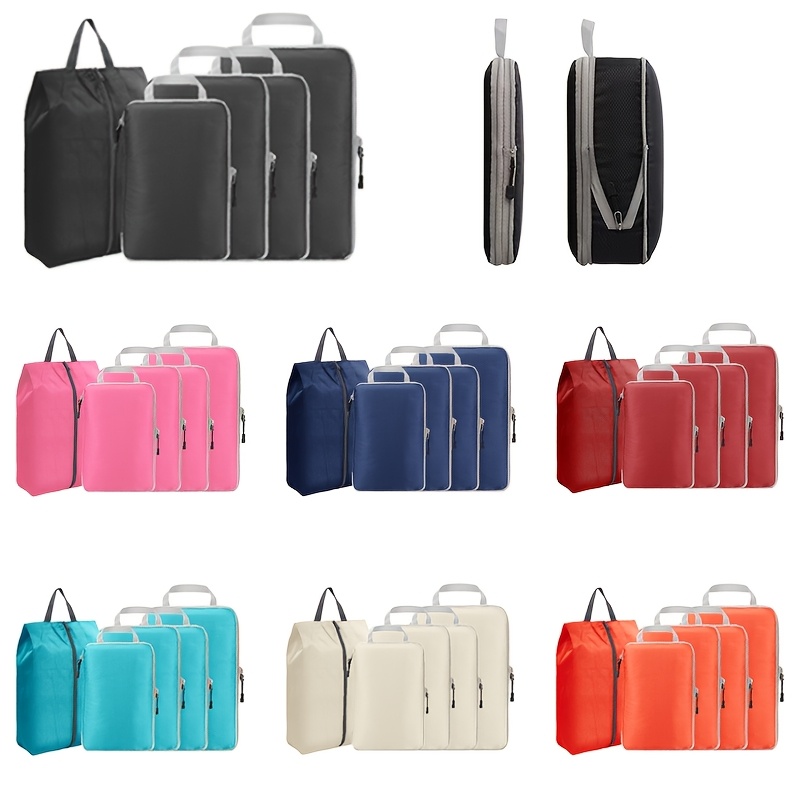 Set Da 6 Cubi Per Imballaggio Viaggio, Organizer Bagagli In Tessuto 290T, Beige, Per Valigie Da 20 A 30 Pollici - 2