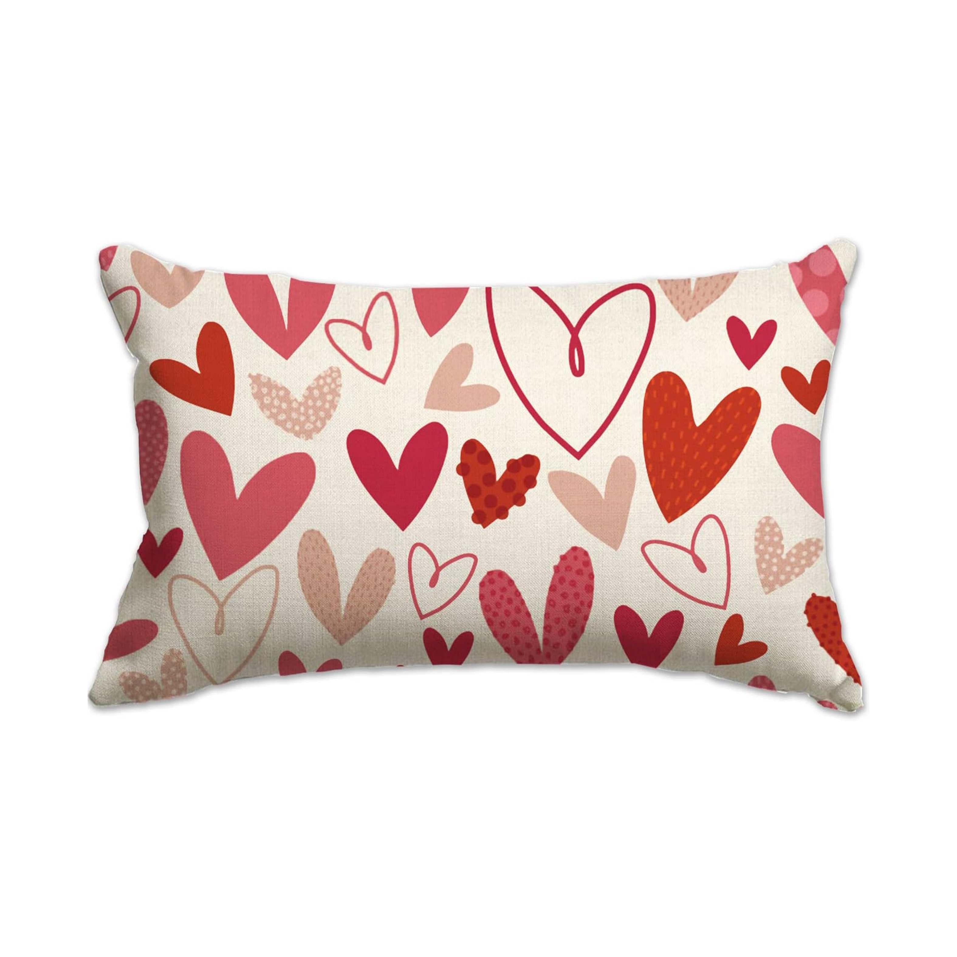 

Valentine's Day Love Heart Throw Pillow Cover 12x20 - Sofa & Home Decor, Machine Washable Polyester, Single Side Design (pillow Not Included)