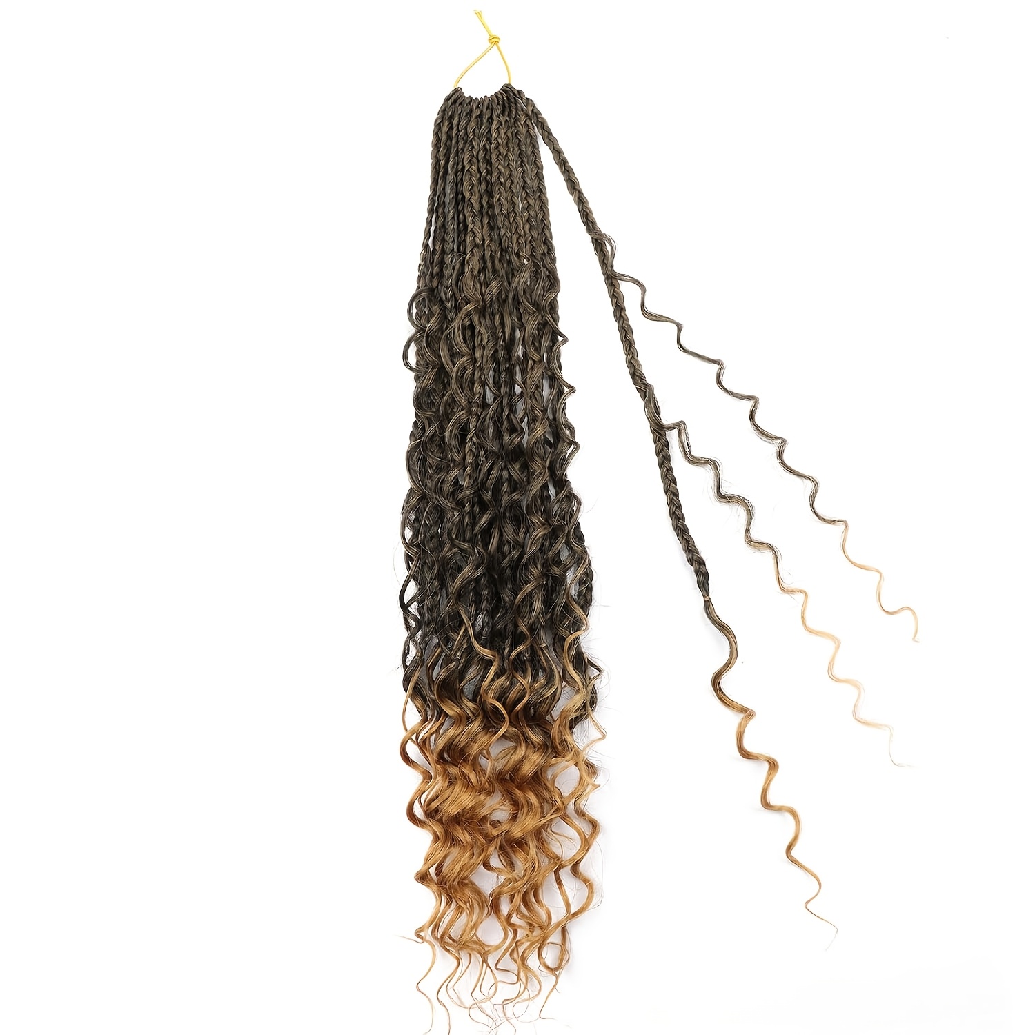 TEMU Boho Box Braids Crochet Hair Extensions Goddess Box Braids Crochet Hair Pre-looped Synthetic Curly Braiding Hair With Curly Ends, Bohemian