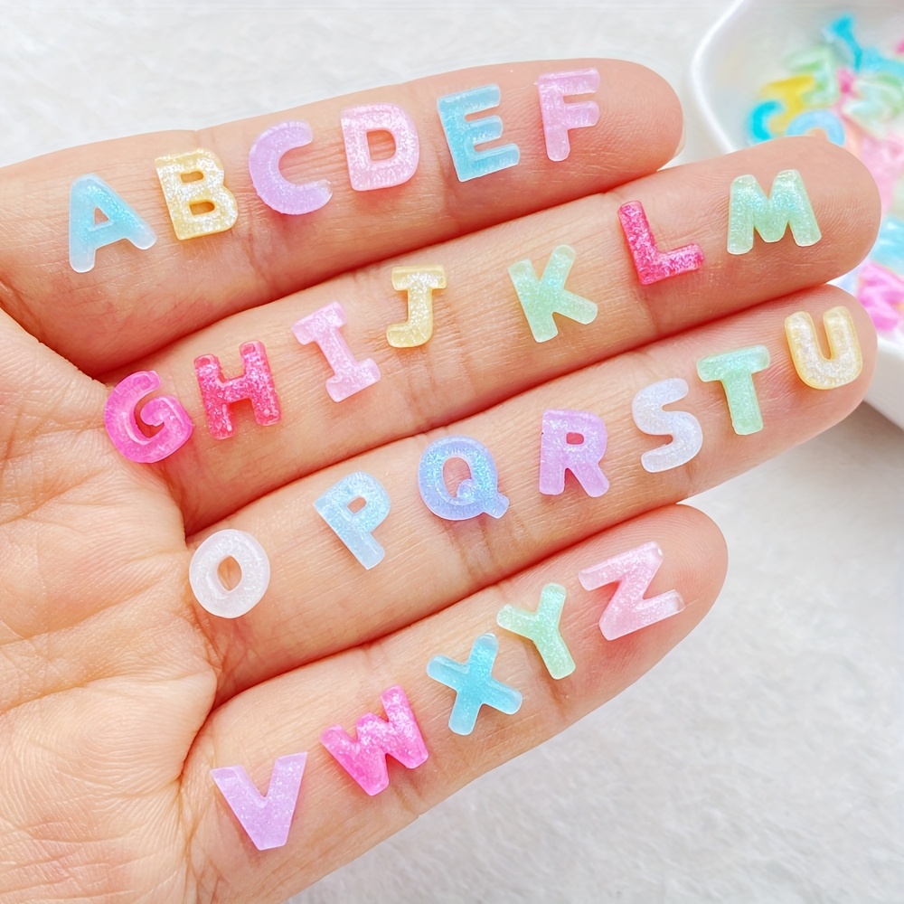80/160pcs Mixed Resin Colorful Cartoon Mini Ice Transparent Shiny Abc-24 English Letters Nail Art Flat Back Rhinestone Decoration Diy Wedding Accessories Crafts-party Theme