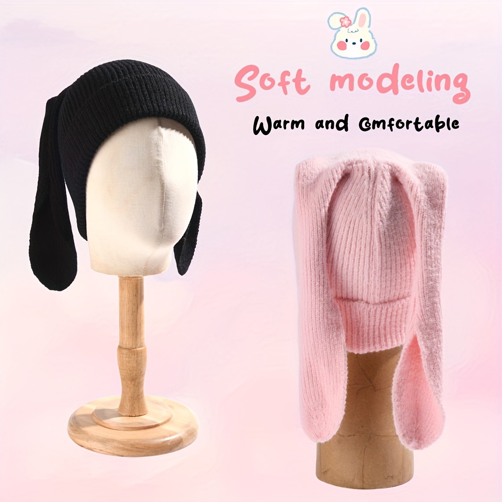 1pc adorable long fluffy bunny ears beanie hat soft warm - Temu