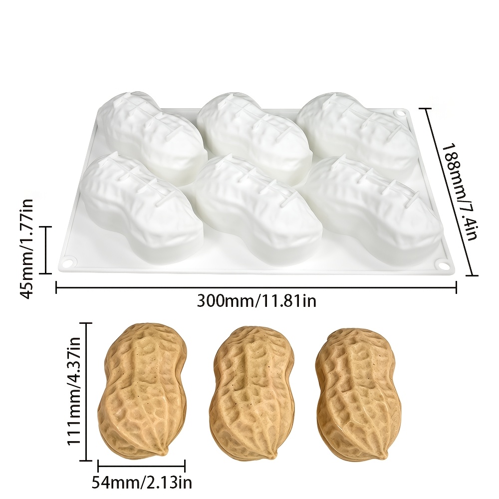 TEMU 1pc, 6-hole Extra-large Peanut-shaped Silicone Mold, Giant Realistic Peanut Mousse Cake Mold, Large Peanut Diy Cake Mold, Used For Mousse Cake
