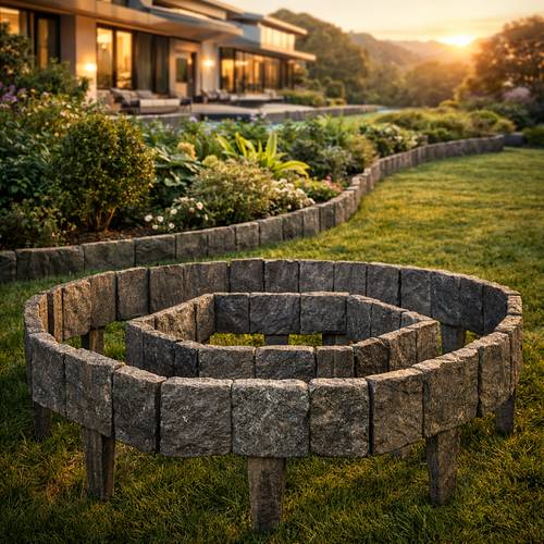 30 40 80pcs stone texture garden border interlocking landscape lawn edge fence flexible curve bed divider for flower beds yard patio