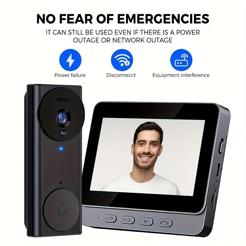 4,7 cm Video Deurbelcamera met Tweewegspraak, RF-beveiliging, Nachtzicht, Ideaal voor Thuis en Zakelijk Gebruik, Zonder Abonnement, Zonder App, Zonder WiFi