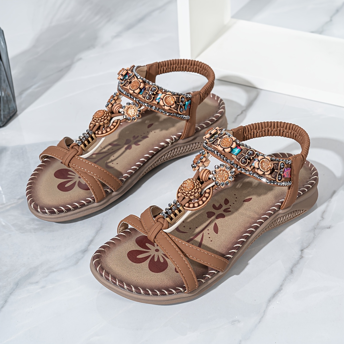 boho chic damen slipper perlen strass akzenten offene Temu Germany