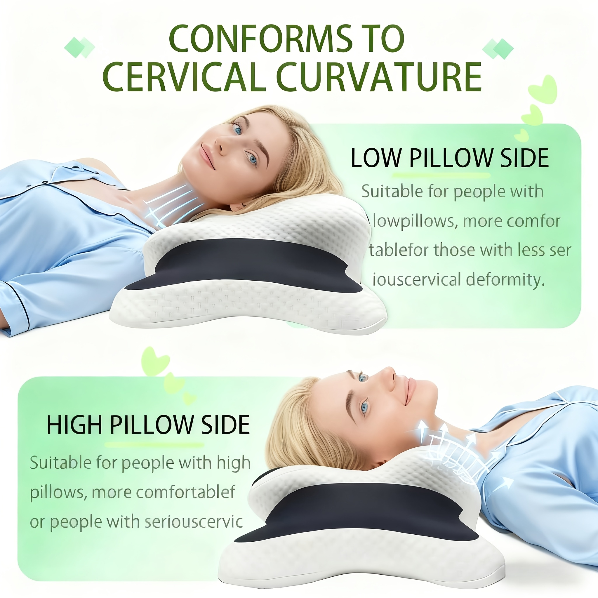 One Ergonomic Cervical Pillow Featuring Slow Rebound Support, Breathable Cooling Fabric, And a Machine Washable Cover, Suitable for Side, Back, And Stomach Sleepers, Providing Gentle Cervical Comfort, Making It a Perfect Gift for Family And Partners