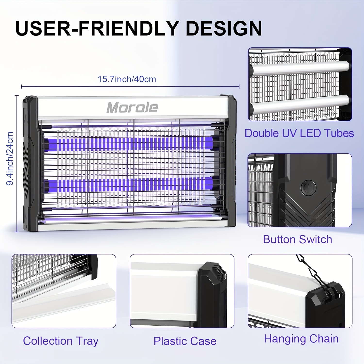 electric bug zapper 3200v mosquito zapper indoor outdoor electric fly zapper with removable tray usb charging flying insect killer mosquito repellent for outdoor living room kitchen courtyard details 2