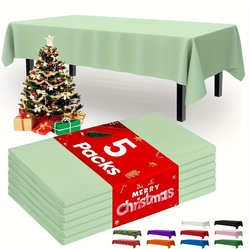 5er-Pack Salbeigrüne Tischdecke, rechteckige Tischabdeckungen aus Kunststoff, PEVA Salbeigrüne Kunststofftischdecken für Partys, Einwegtischdecke 137,16 x 182,88 cm für Geburtstagsfeiern, Schulküche,