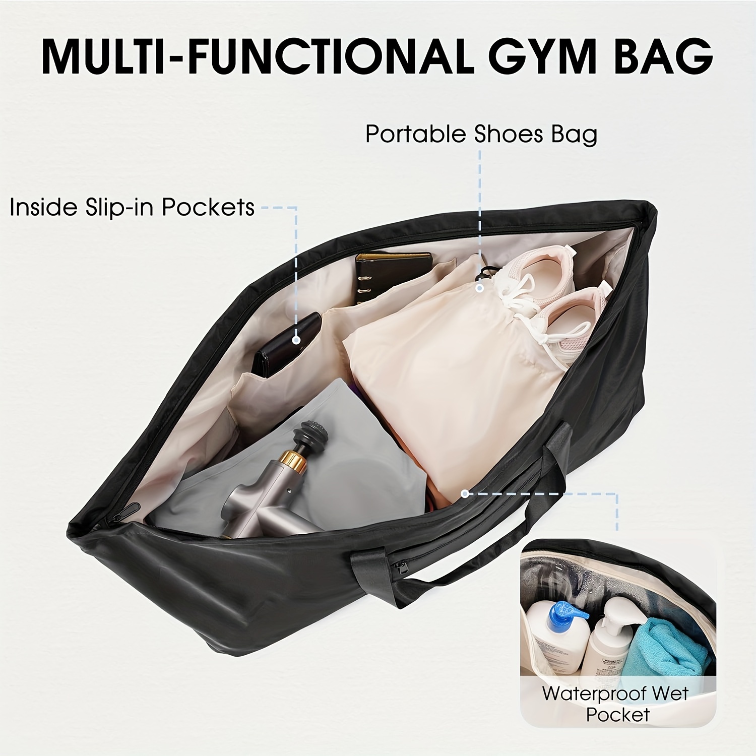 Gym bag with shoe compartment and yoga mat holder online