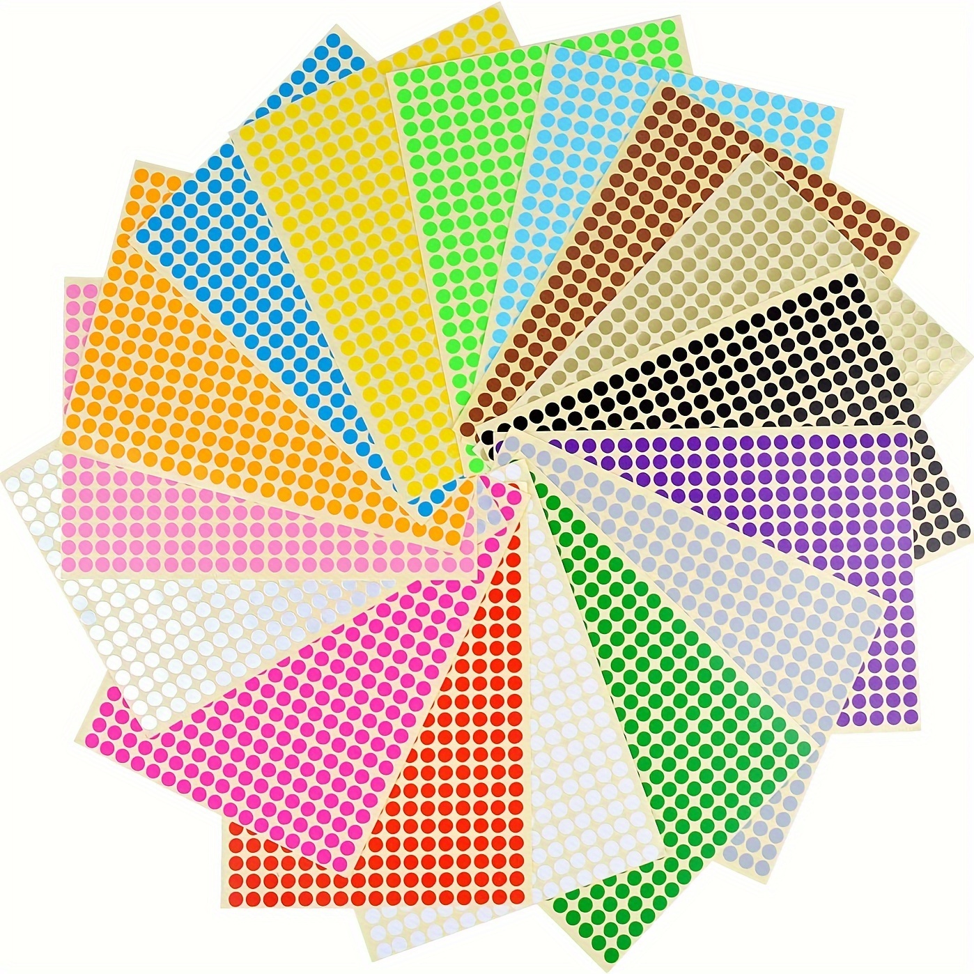 

16 Dot Stickers, Color Coding Labels Round Dot 14 Colors 0.23 Inch Stickers Dot With Zipper File Pocket For Students In Office And Classroom