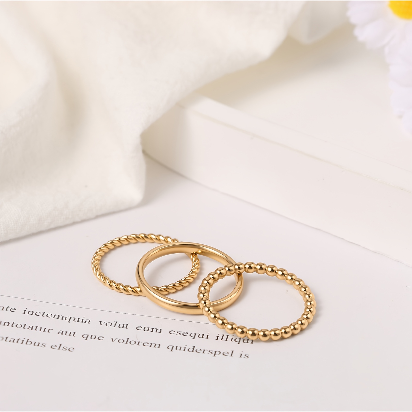 Image of 3pcs Set Of Women' Steel Stacking Rings, Wedding Rings, Engagement Rings, Women's Jewelry Gifts