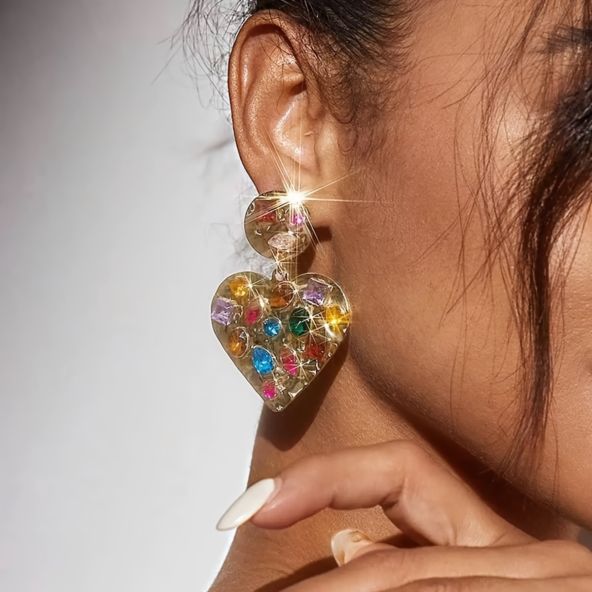 Vintage Heart Minimalist Fashion Zirconia Earrings