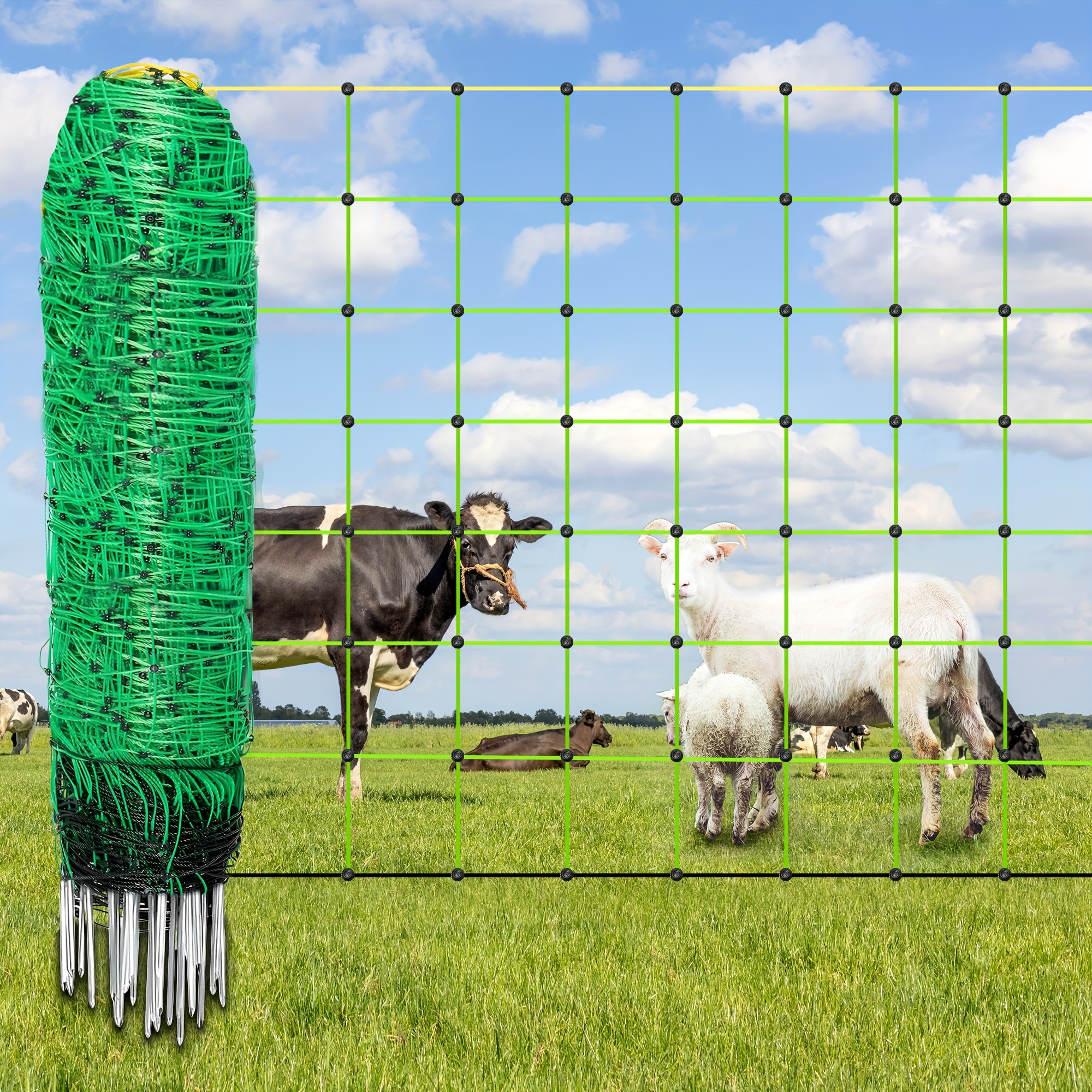 

Electric Fence Net, Portable Electric Grid Fence For Goats, Sheep, Lambs, Pigs In Backyard, Farm, Ranch, And Garden