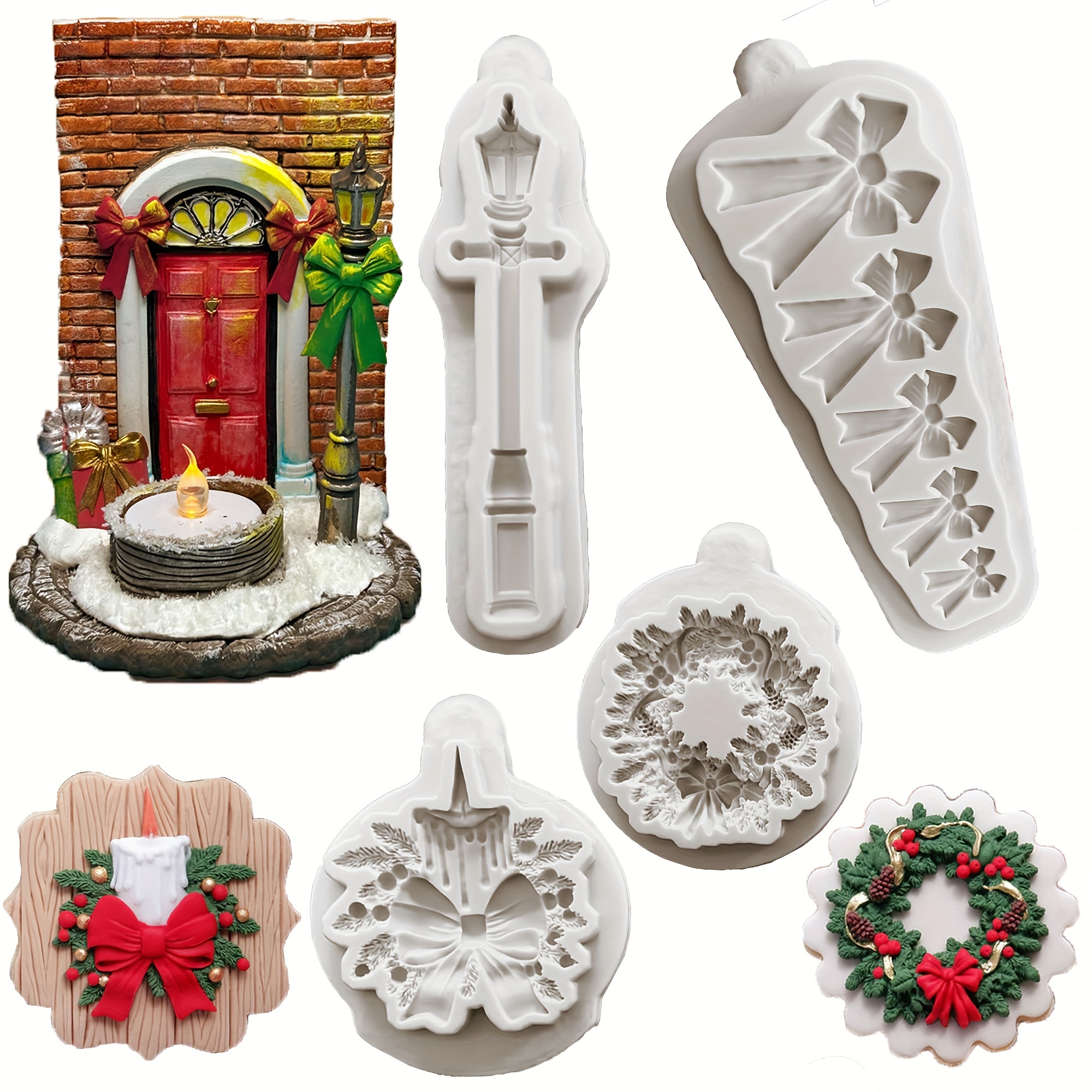 

Christmas Wreath & Bow - Fondant & Gum Molds For , Making, And - , /microwave Safe, , And Kitchen Tool