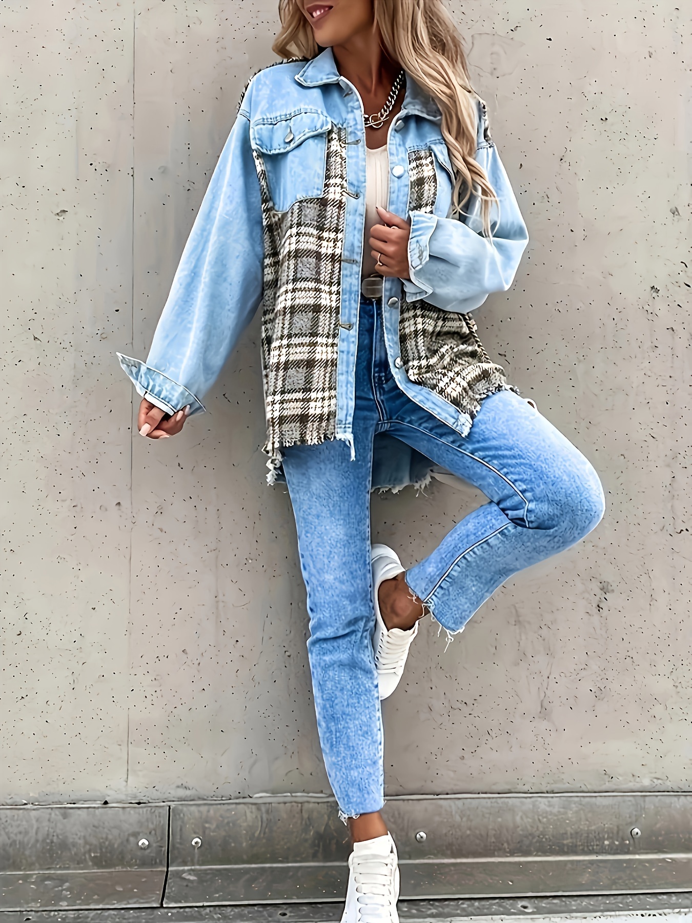 Plaid denim deals jacket womens