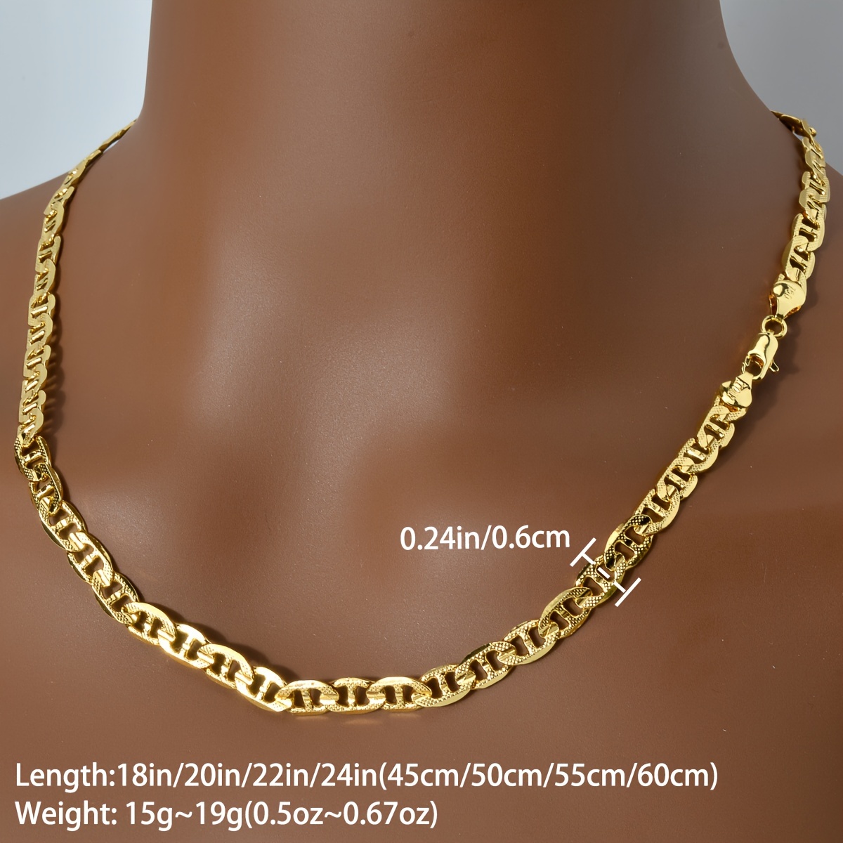 ZEADEAR Geometric Copper Chain Necklace 6mm Wide Embossed Blade