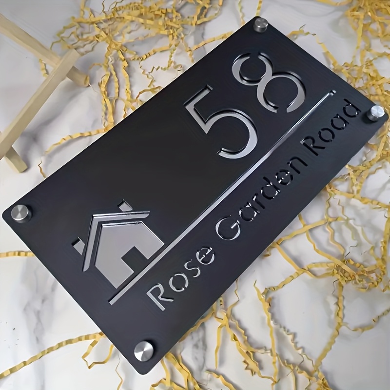 TEMU 12-25cm/4.72-9.84in - Custom House Number | 2d Acrylic Matte Outdoor Durable Home Address Sign, Decorative Hanging Board, 2d Flat