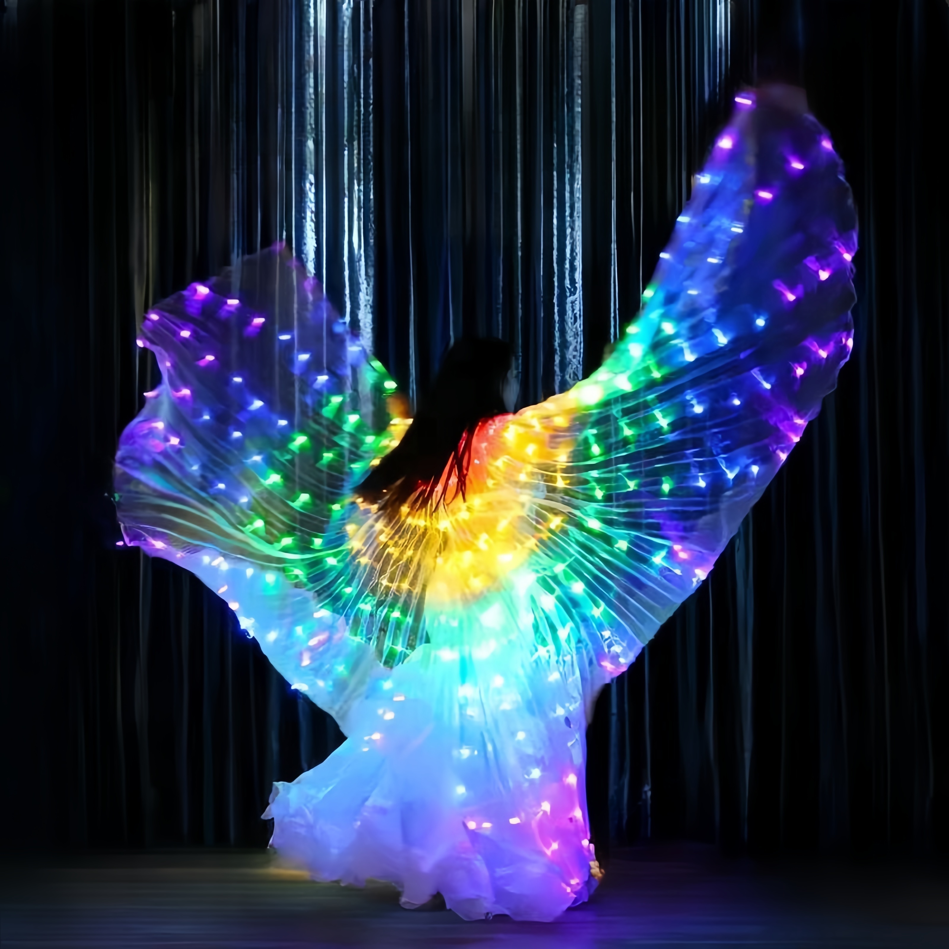 

Led Colorful Light Dance Wings Cloak Adult Dancer Butterfly Sings Stage Performance Belly Dance Carnival Party Photo Props