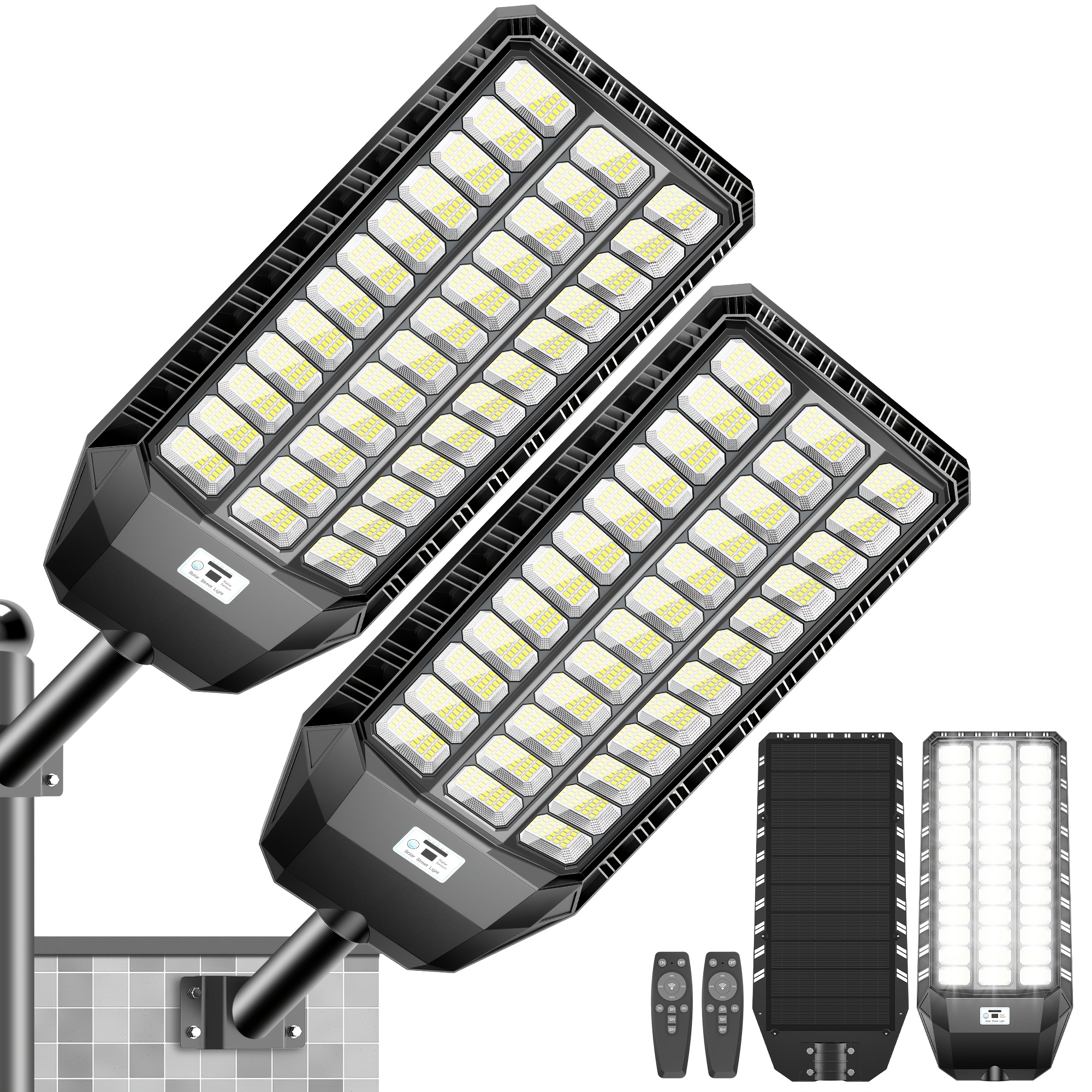 1-pack/2-pack Oversized Outdoor Street Lights With Motion Sensor, & Semi-buried Installation Suitable For Gardens, Garage, Driveway, , Farms, Dusk-to-dawn Solar Path Lights With Pole Mount