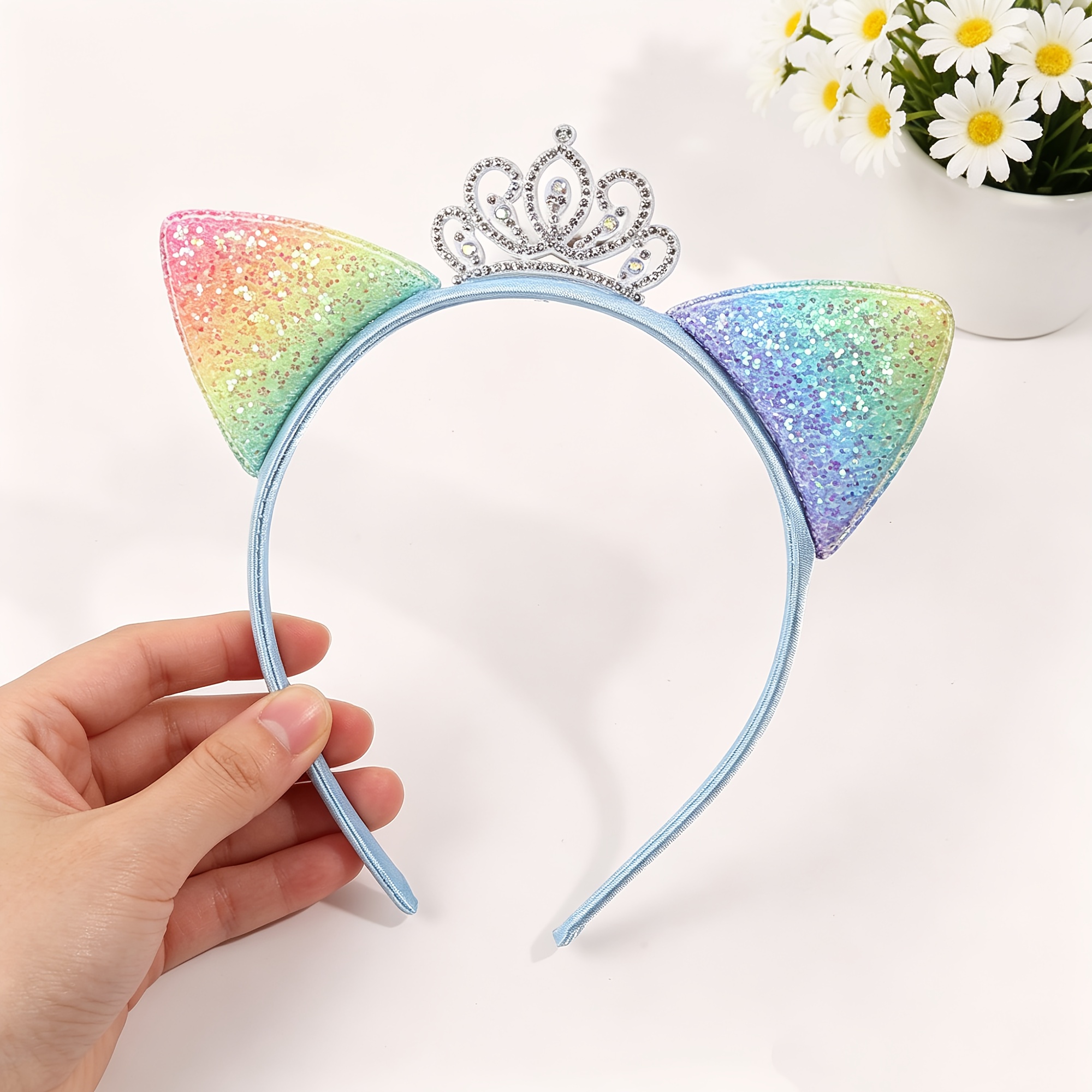 TEMU Serre-tête 1 pièce avec oreilles de chat et couronne dégradé , style et , convient pour les rassemblements, fêtes, anniversaires, etc.,