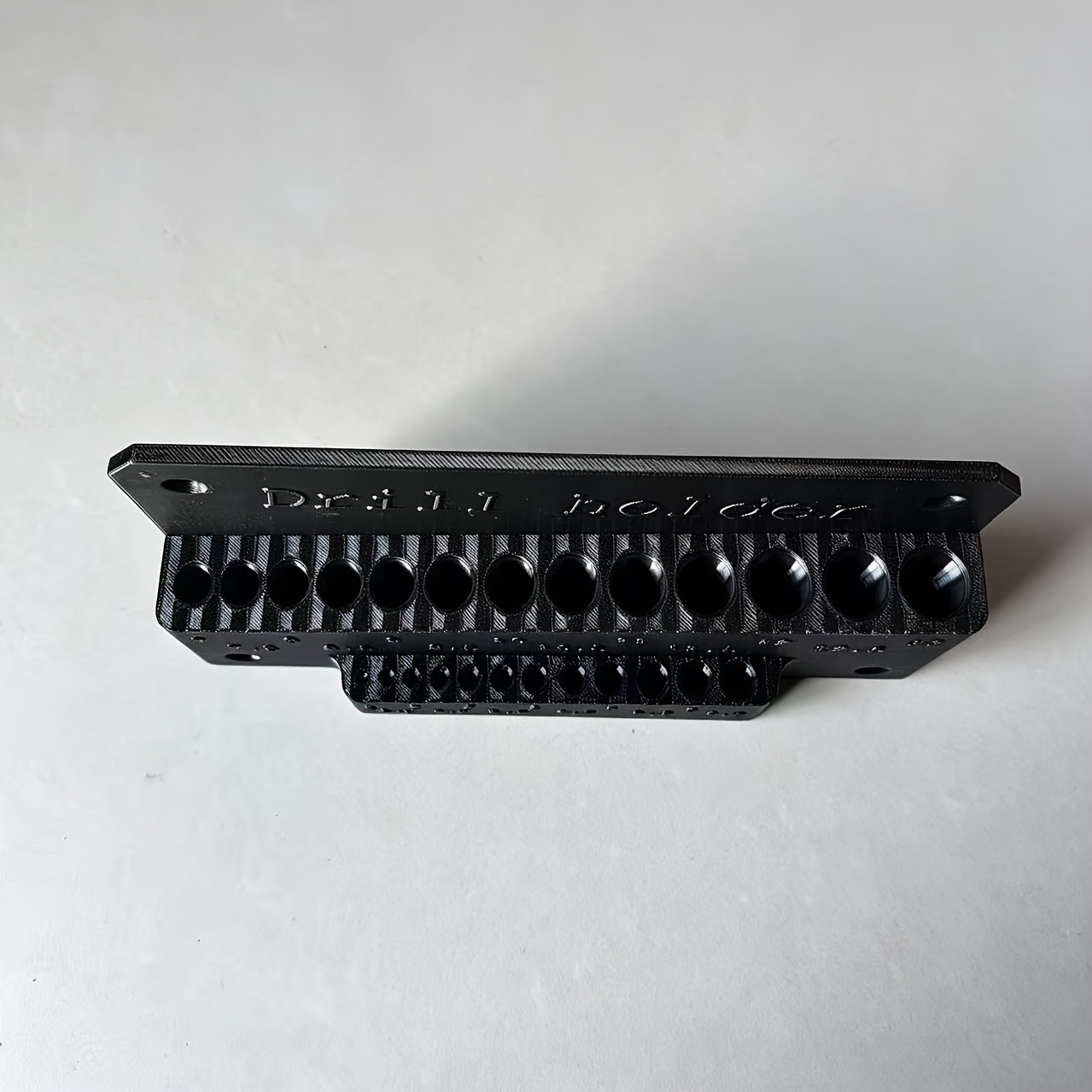 TEMU Black And Orange Wall-mounted Drill Bit Storage Rack With 25 Slots, 0.5mm For 1-13mm Metric Drill Bits, Organizer Holder With Size Label Slot,