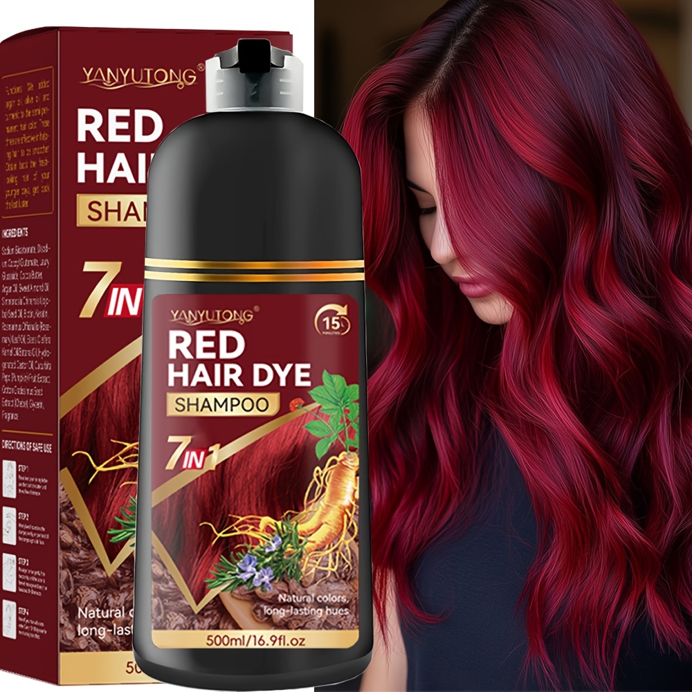 500ml Hair Dye Shampoo, Natural Plant Pigments, Safe For Hair, Quickly Covers Gray Hair, In Black, Red, Brown, Dark Brown, And , Halloween Gift, Christmas Present Valentine's Day Gift.