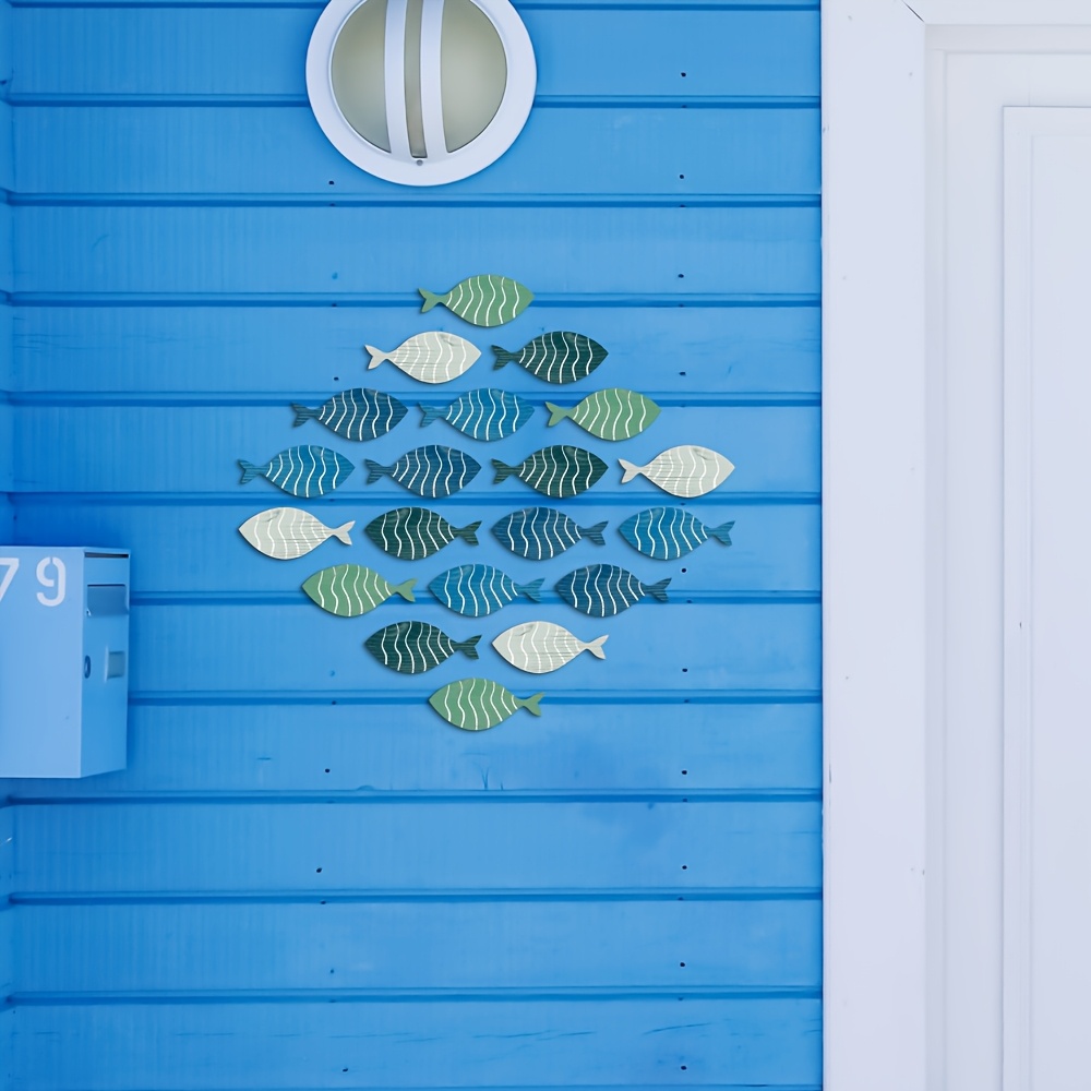 

Putuo Decor 20pcs Fish Wooden Sign, Wall Art Decor For Living Room
