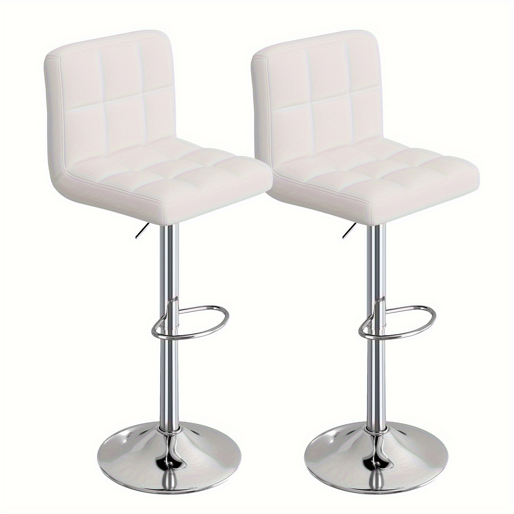 E-shop Barhocker Set mit 2 Stück, Verstellbare PU Leder Drehbarer Barhocker, Empfangsstuhl Moderne Thekenhocker mit Rückenlehne und Fußstütze,
