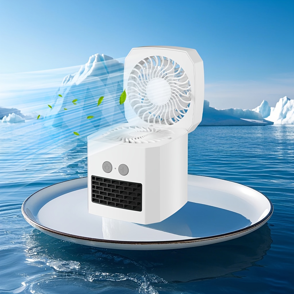 new portable mini air conditioner fan   home office outdoor travel winter heating gadget dual use cooling and heating 0