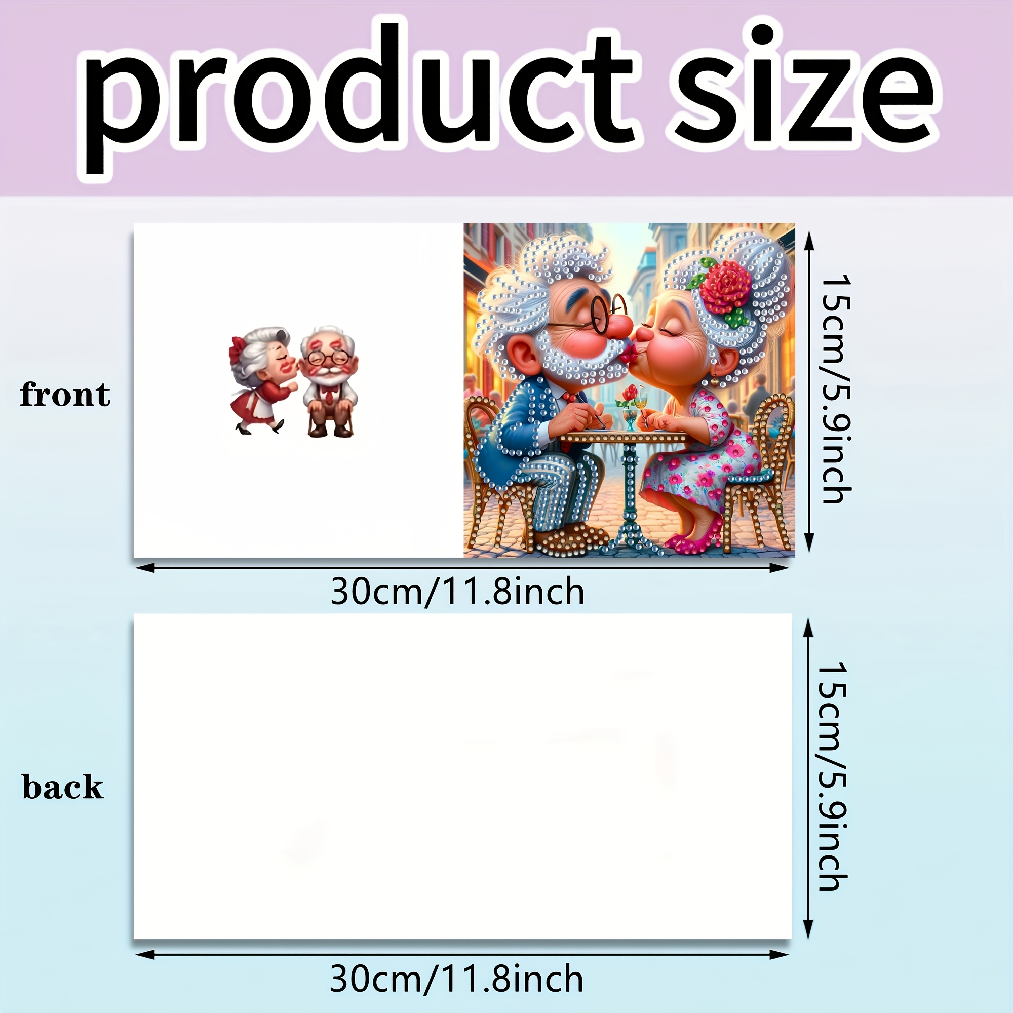 TEMU 6pcs Elderly Couple Diamond Painting Greeting Card & Envelope Set - Diy Round Diamond Theme Cards Suitable For Weddings,, Birthdays - Handmade
