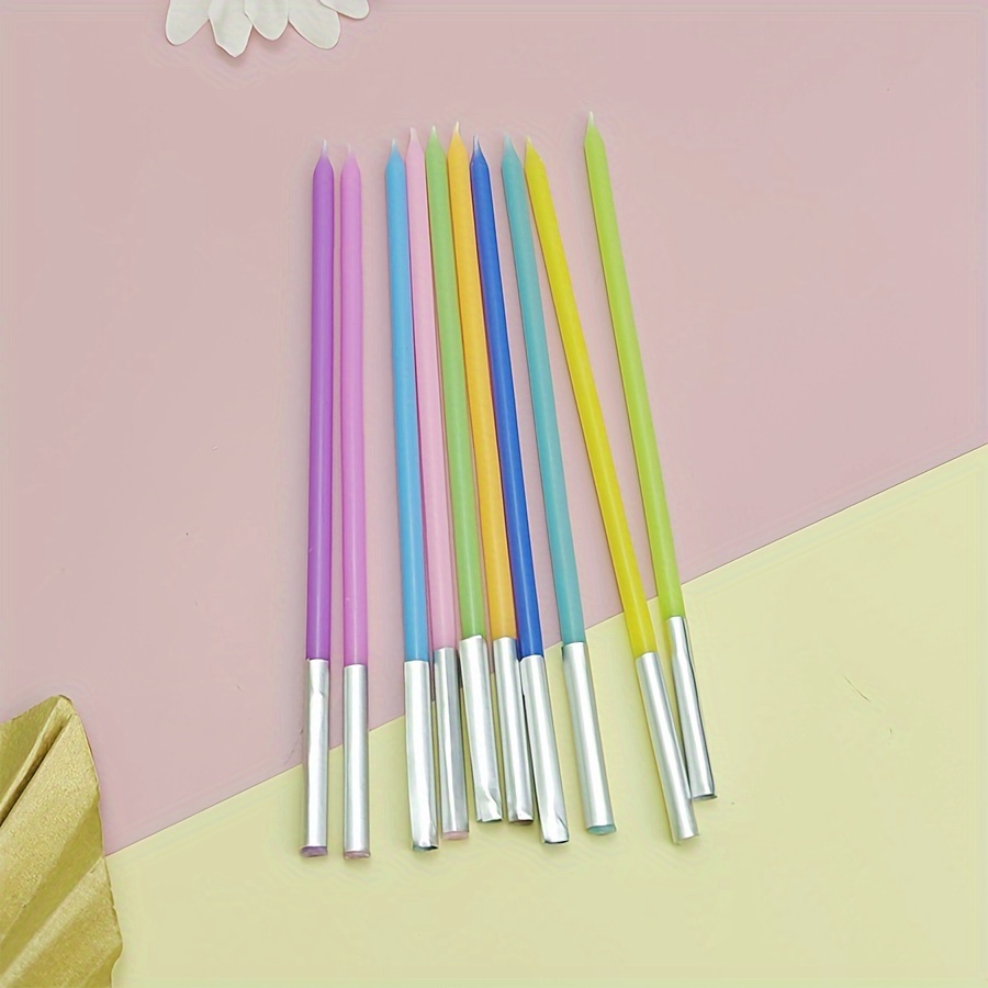 Image of 10-pack Colored Pencils, Threaded Cake Decorations, Happy Birthday Party Supplies, Creative Threaded Party Birthday Celebration Supplies, Rainbow-colored Indoor Cake Decorations，halloween，christmas