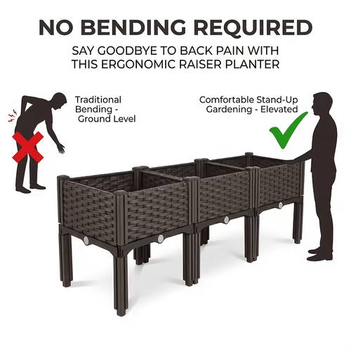 photo de l'article jardinière surélevée carrée pour légumes, 1/2/4 pièces, imperméable, résistante au soleil, avec système de drainage, adaptée à toutes les météorologiques, pour surélever les jardinières de balcon, les pots de fleurs, , les pelouses, les jardinières, les à plantes pour