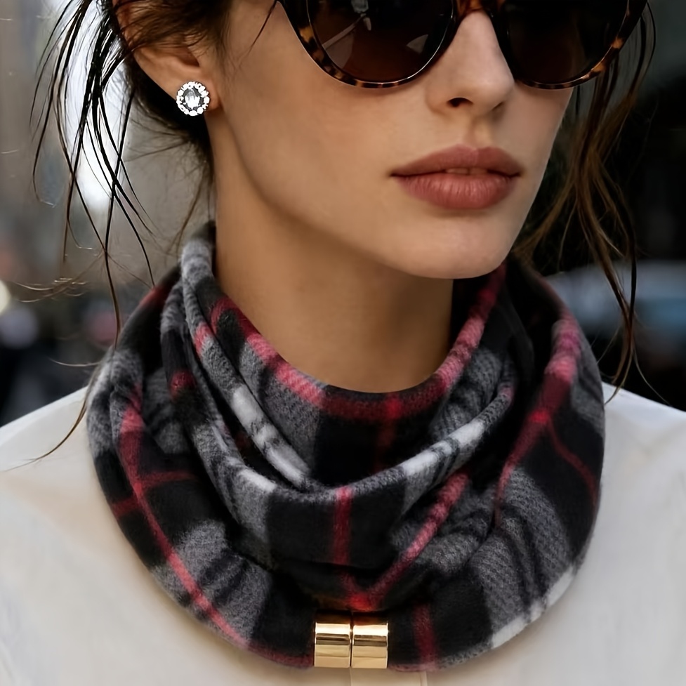TEMU Écharpe à carreaux bohème de style français et pour homme et femme, cache-cou rayé avec imprimé européen, écharpes unisexes pour couple pour les
