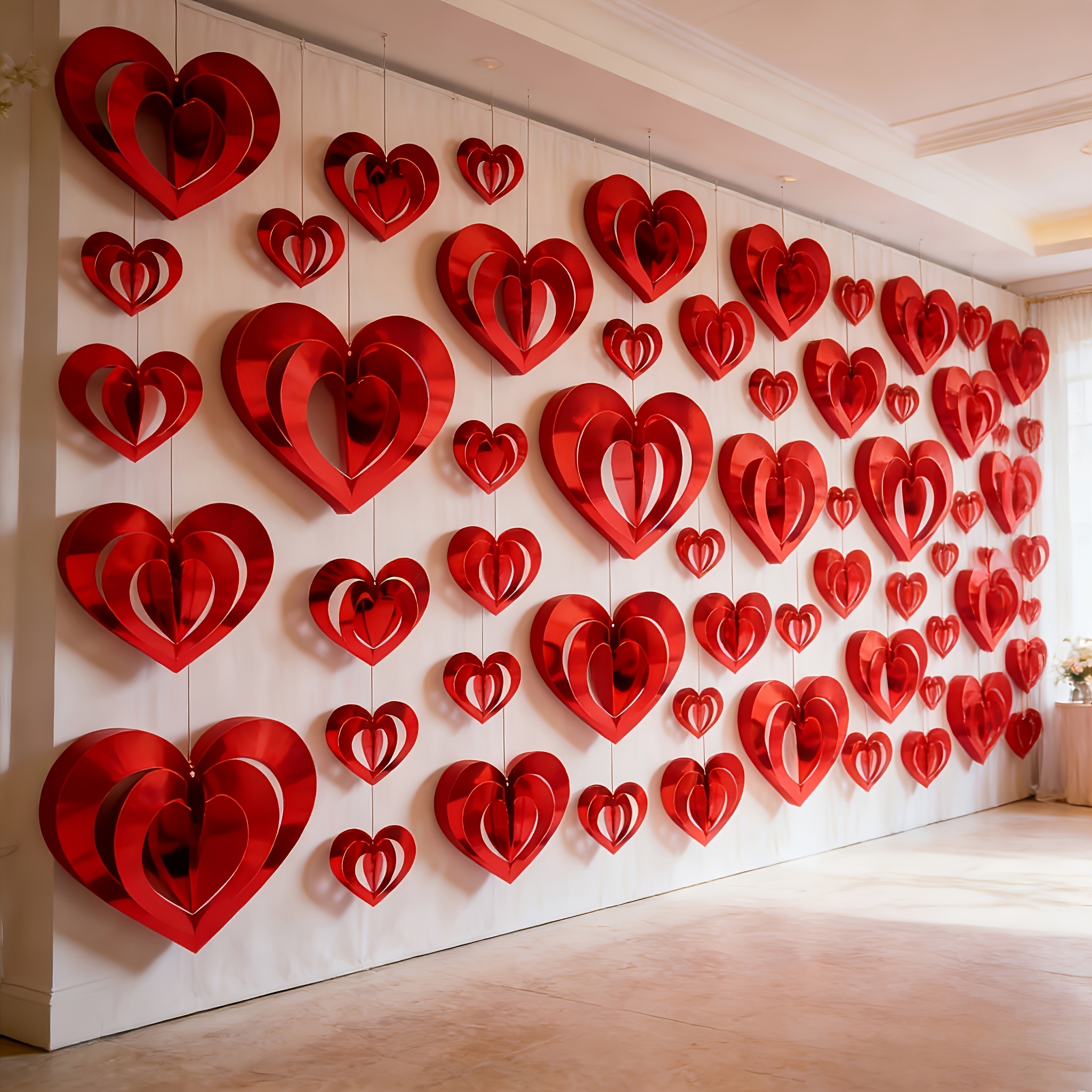 16pcs simulated heart diy set artificial red heart ornaments