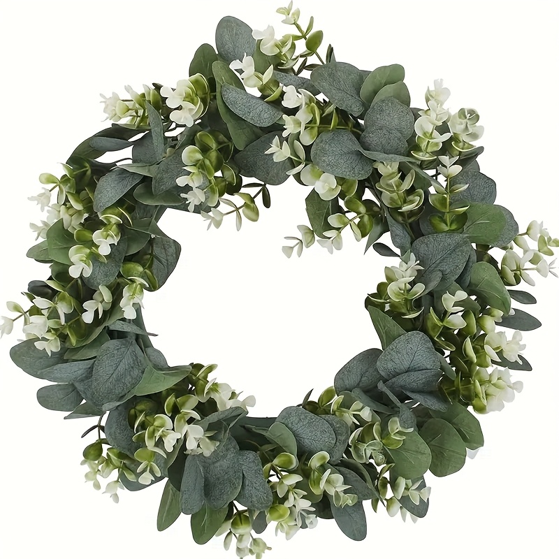 Image of Eucalyptus And Artificial Wreath - Outdoor Party Decoration, Spring/summer Farmhouse Wreath, Garden Wreath, Wedding Wreath