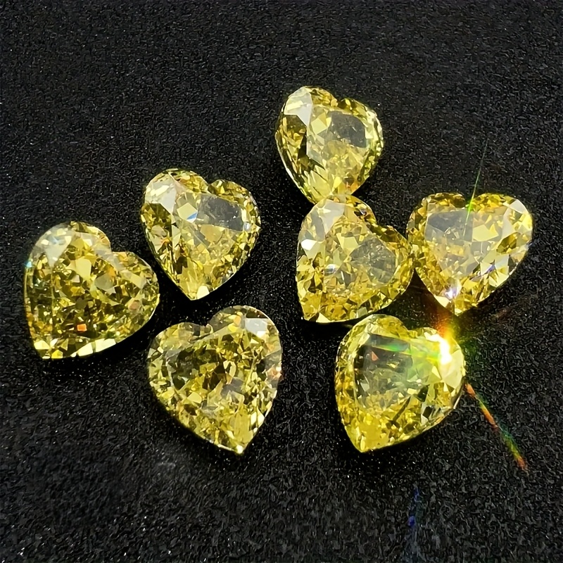 Exquisite Heart-Shaped Yellow Glass Bead Set, 6pcs