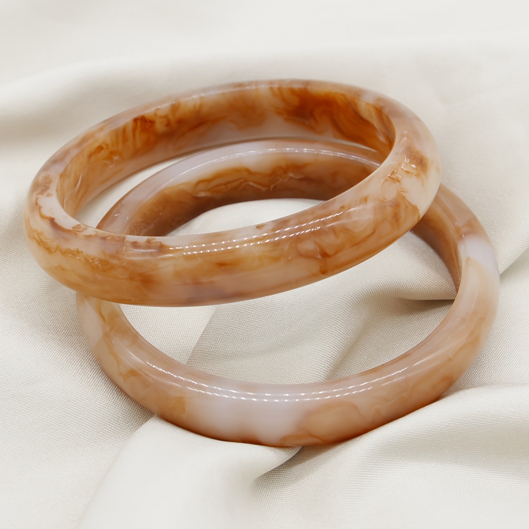 2pcs Vintage Boho Style Resin Bangle Bracelets for Women