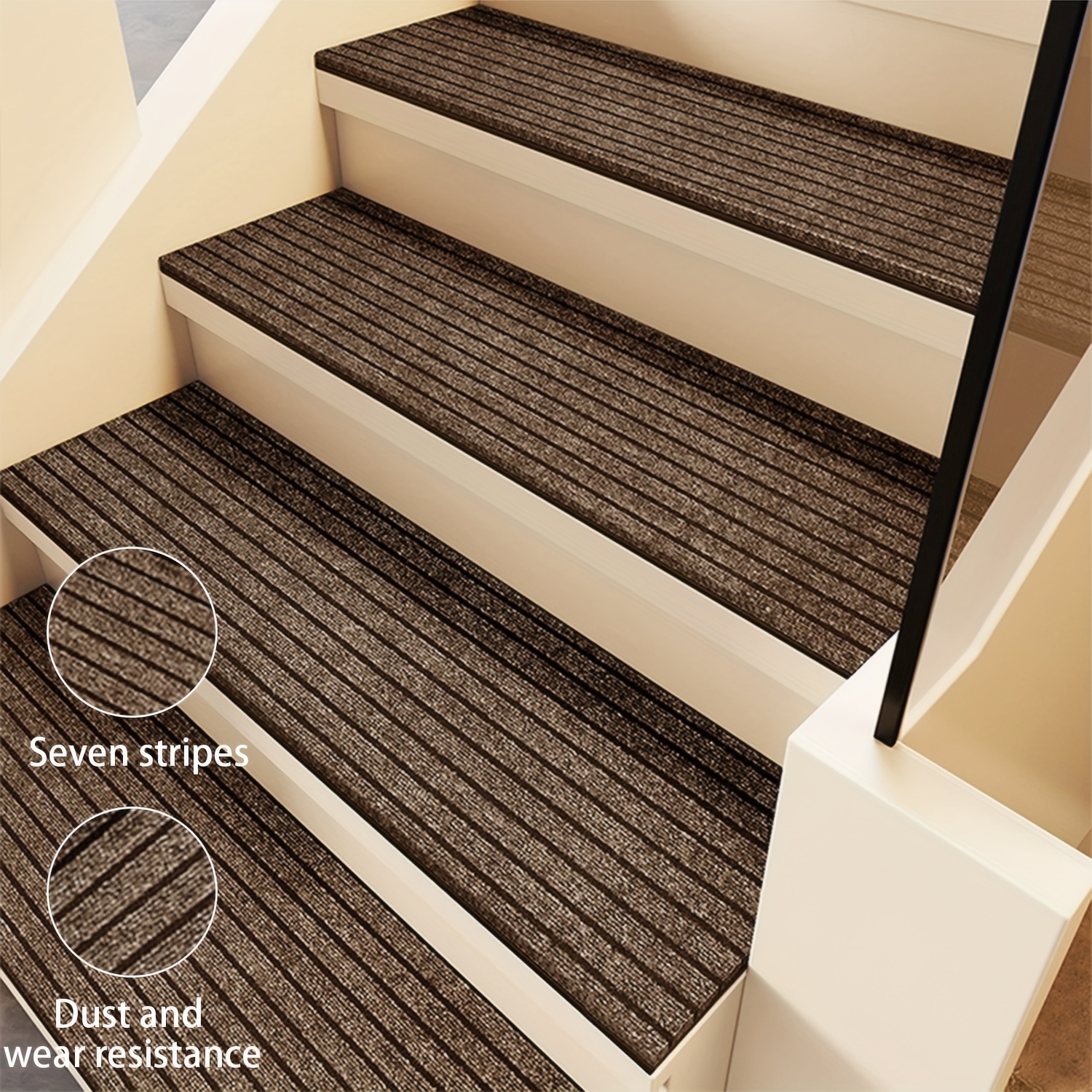 15 pack non slip stair treads carpet reusable   stair runner rugs polyester tpr backing dust and wear resistant for wooden steps safe for kids elders and pets 0