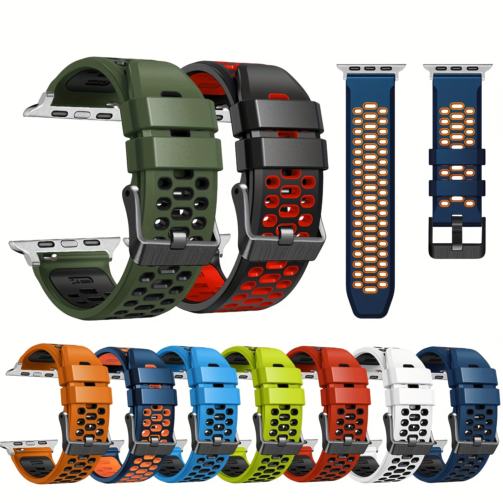 

2 Color Matching Silicone Watch Strap For Watch Ultra 49mm, Sports Band For Iwatch Series 9 8 7 Se 6 5 4