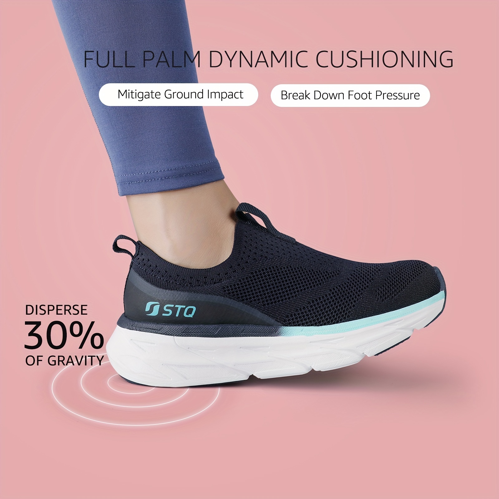 

Women's Slip-on Walking Sneakers With Arch Support, Comfortable Breathable Fabric Material, Versatile Athletic Shoes For Daily Wear