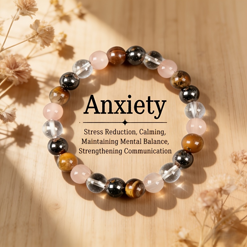 E-shop Ein Stressabbau-Angstarmband aus natürlichem 8-mm-Tigeraug und Sonnenstein, entwickelt, um Emotionen auszugleichen und die Kommunikation zu
