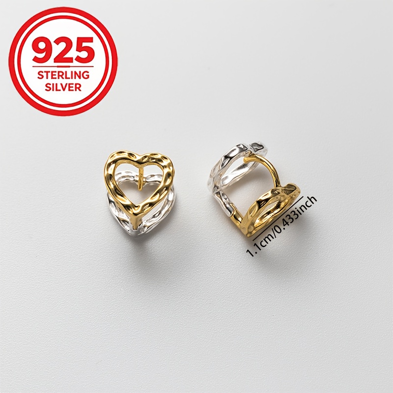 Women's 925 Silver Textured Openwork Hoop Earrings, Light Luxury