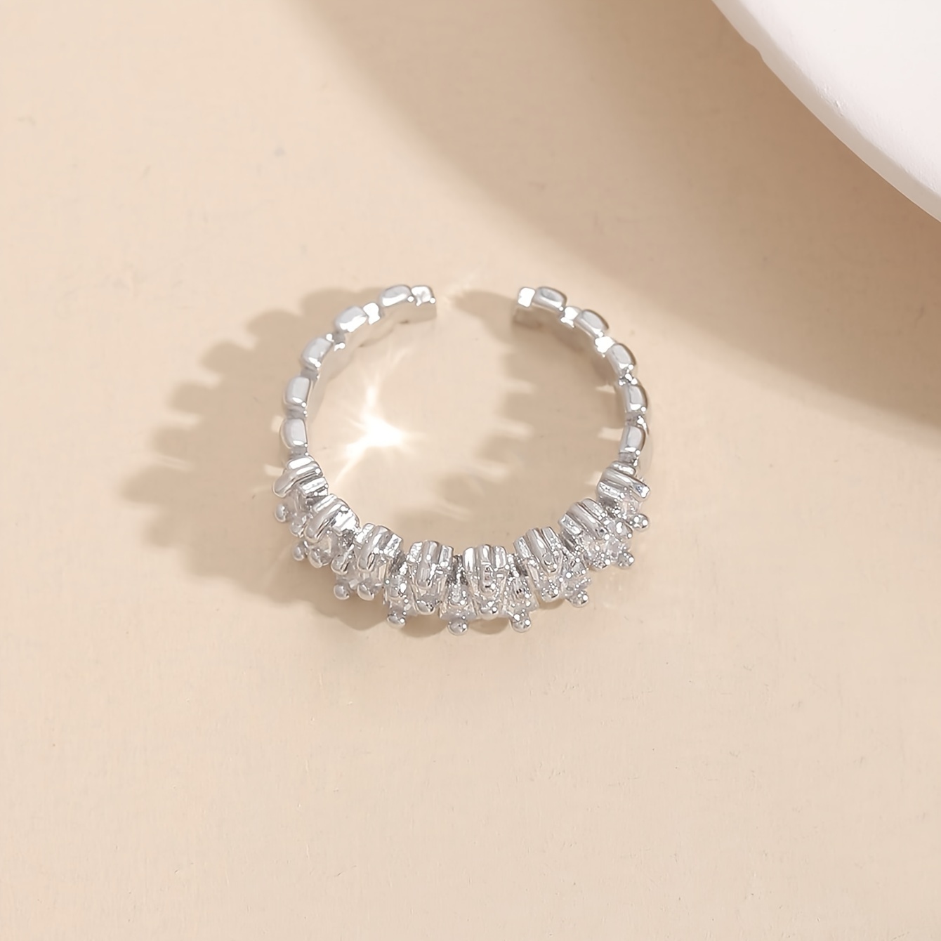 Geometric Copper Ring with Micro Zirconia Stones