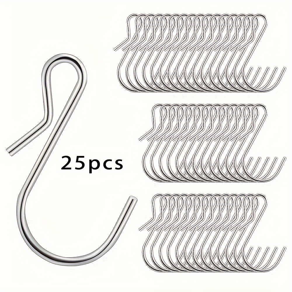 Metal Hook, 25/55/70 Pack, For Indoors And Outdoors, Bathroom, Kitchen, Workshop, Garden Use, S Hook, S Hooks Small, Metal Hooks