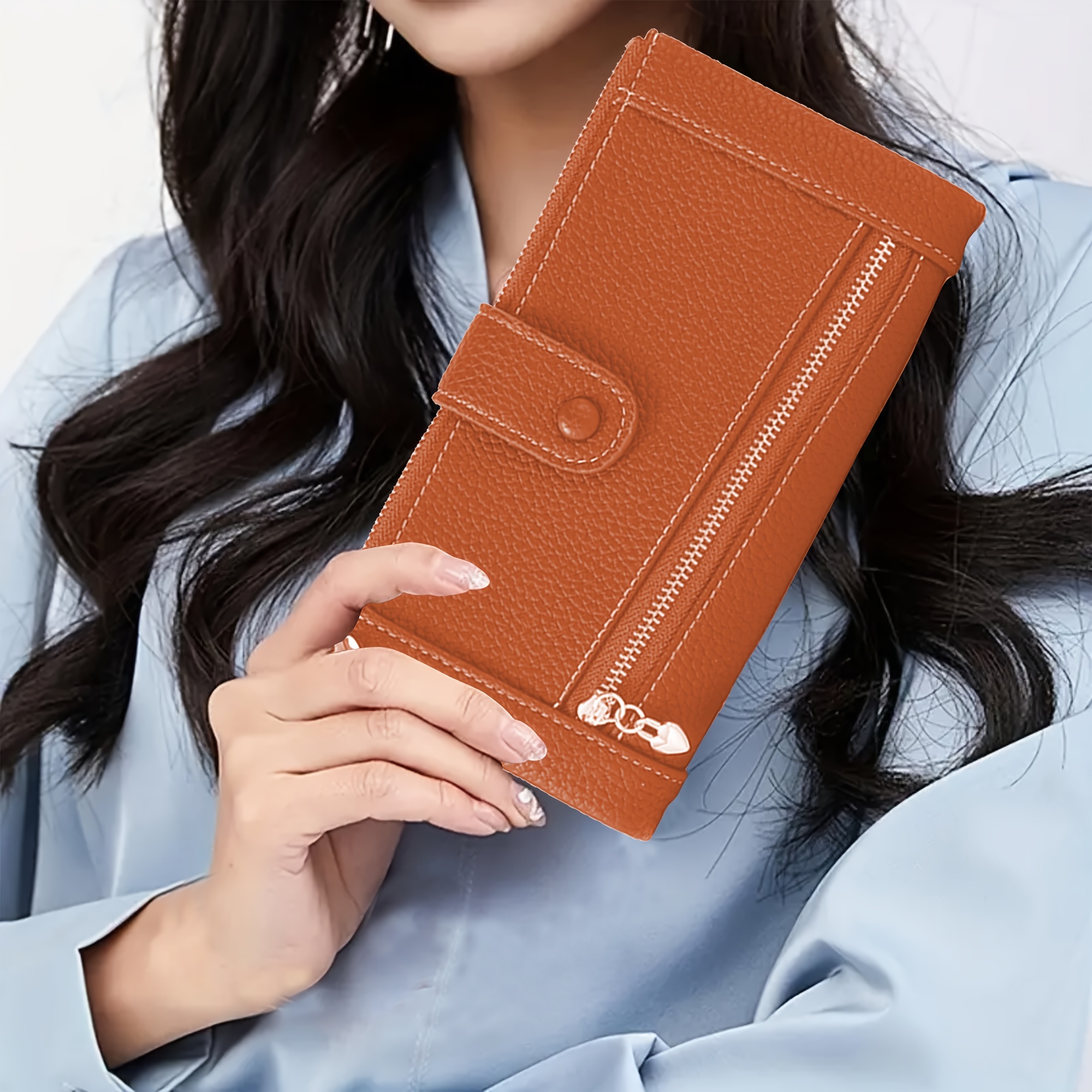 

Build| Leather Women' With Dual Zipper & Snap Closure - Large Capacity Multi-card Holder, & Stylish, Easy To Clean, Cute Wallet