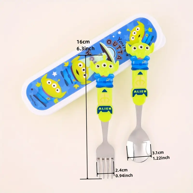 3pcs stainless steel cutlery set space themed spoon fork box durable lightweight lunch camping picnics ideal gift for friends camping essentials design durable utensils camping accessories Product details 2