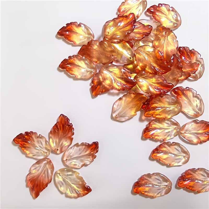 TEMU 30 pièces de perles en verre de feuille - translucides pour DIY, perles artisanales avec capsules pour création de bijoux, , bracelets,