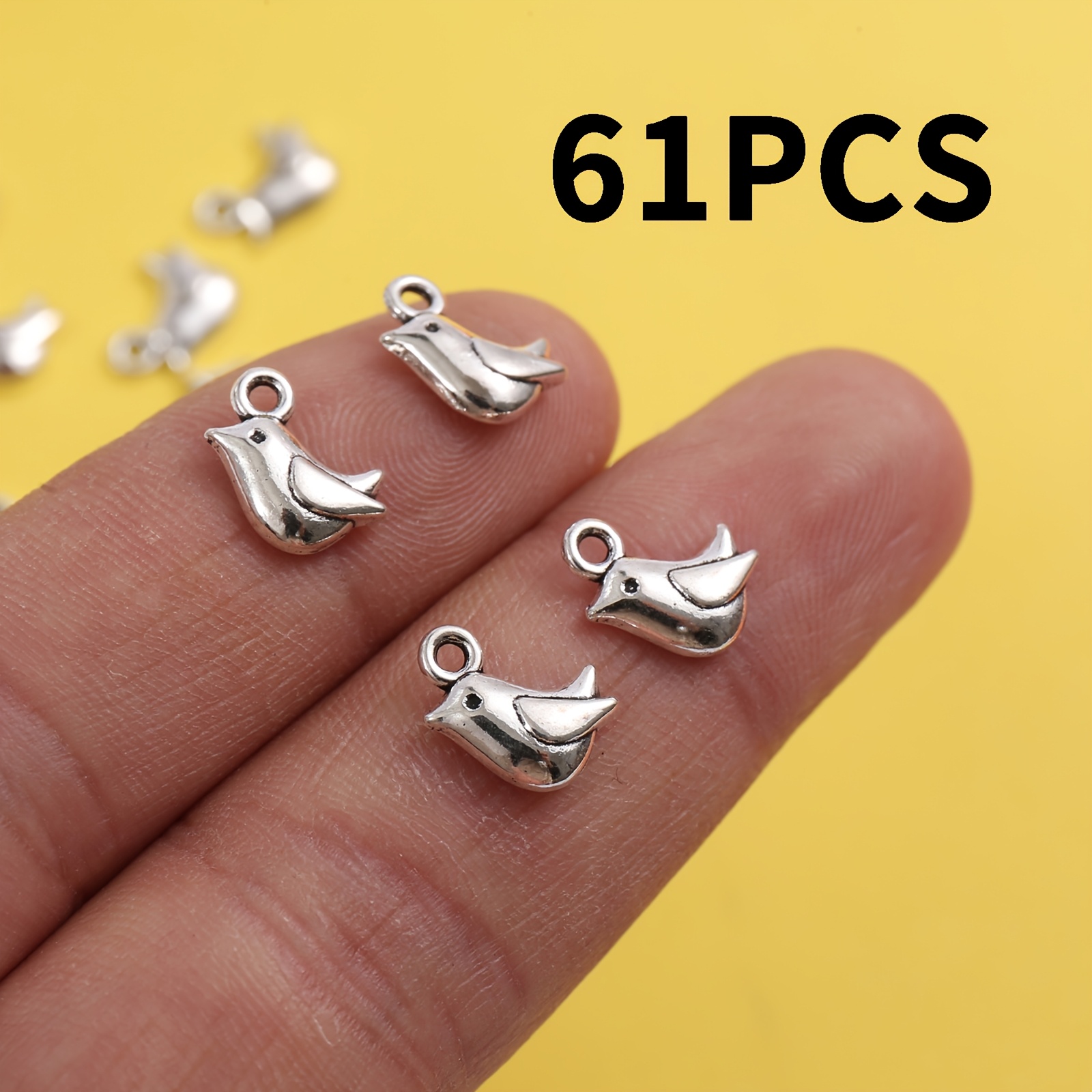 TEMU 61pcs Vintage Bird-shaped Pendant Set, Outlining Of Forest Creatures With Rounded Lines, Small Size Hiding And Pursuit, Warm Texture Exuding A